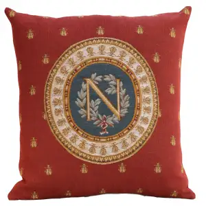 French Decorative Red Tapestry Pillow Cover 18x18 Inch Cotton Jacquard Woven Cushion Cover