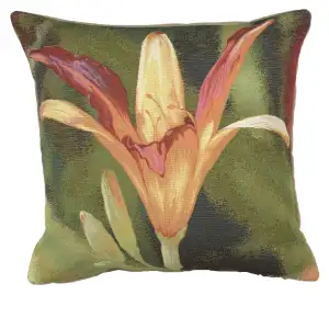 Floral Fleur Orange Fond Tapestry Pillow Cover 19x19 Inch Cotton Jacquard Woven Cushion Cover