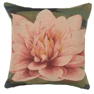 Floral Water Lily Tapestry Pillow Cover 19x19 Inch Cotton Jacquard Woven Cushion Cover