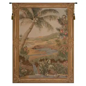 L'Oasis Floral Tapestry Wall Hanging 58 x 44 in Exotic Botanical Garden Jacquard Woven European Home Decor