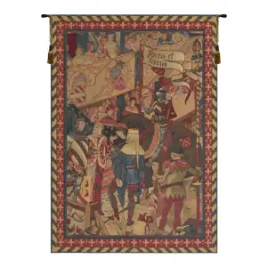 Jean-Paul Laurens Le Tournai I Medieval Tapestry Wall Hanging 38 x 28 in Knights Tournament Woven Decor
