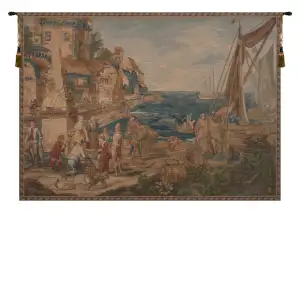 Return of Peche French Tapestry Wall Hanging 42x58 Inch Cotton Jacquard Woven Wall Tapestry