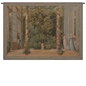 Bouquet Hibiscus Noir French Tapestry Wall Hanging 42x58 Inch Cotton Jacquard Woven Wall Tapestry