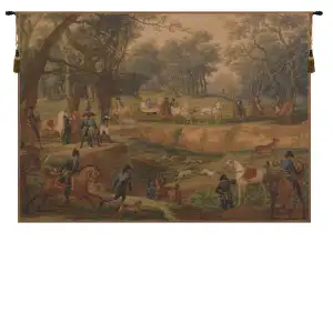 Carle Vernet Chase Napolean Tapestry Wall Hanging 42 x 58 in Equestrian Hunting Jacquard Woven European Decor