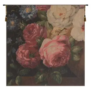 Roses French Tapestry Wall Hanging 28x28 Inch Cotton Jacquard Woven Wall Tapestry
