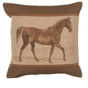 John Boultbee Horse Belt Tapestry Pillow Cover 19x19 Inch Cotton Jacquard Woven Cushion Cover