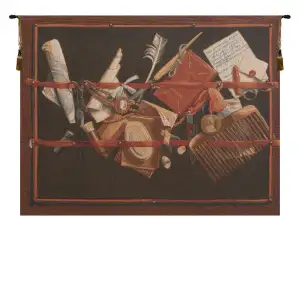 Edward Collier Office of Curiosities Tapestry Wall Hanging 19 x 26 in Still Life Jacquard Woven Decor