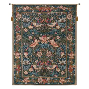 William Morris Birds Face to Face I Tapestry Wall Hanging 26 x 19 in Jacquard Woven Arts Crafts Decor - B - H 26" x W 19"