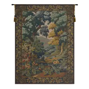 Landscape With Flowers European Tapestry Wall Hanging 68 in. x 50 in. Cotton Wool Viscose