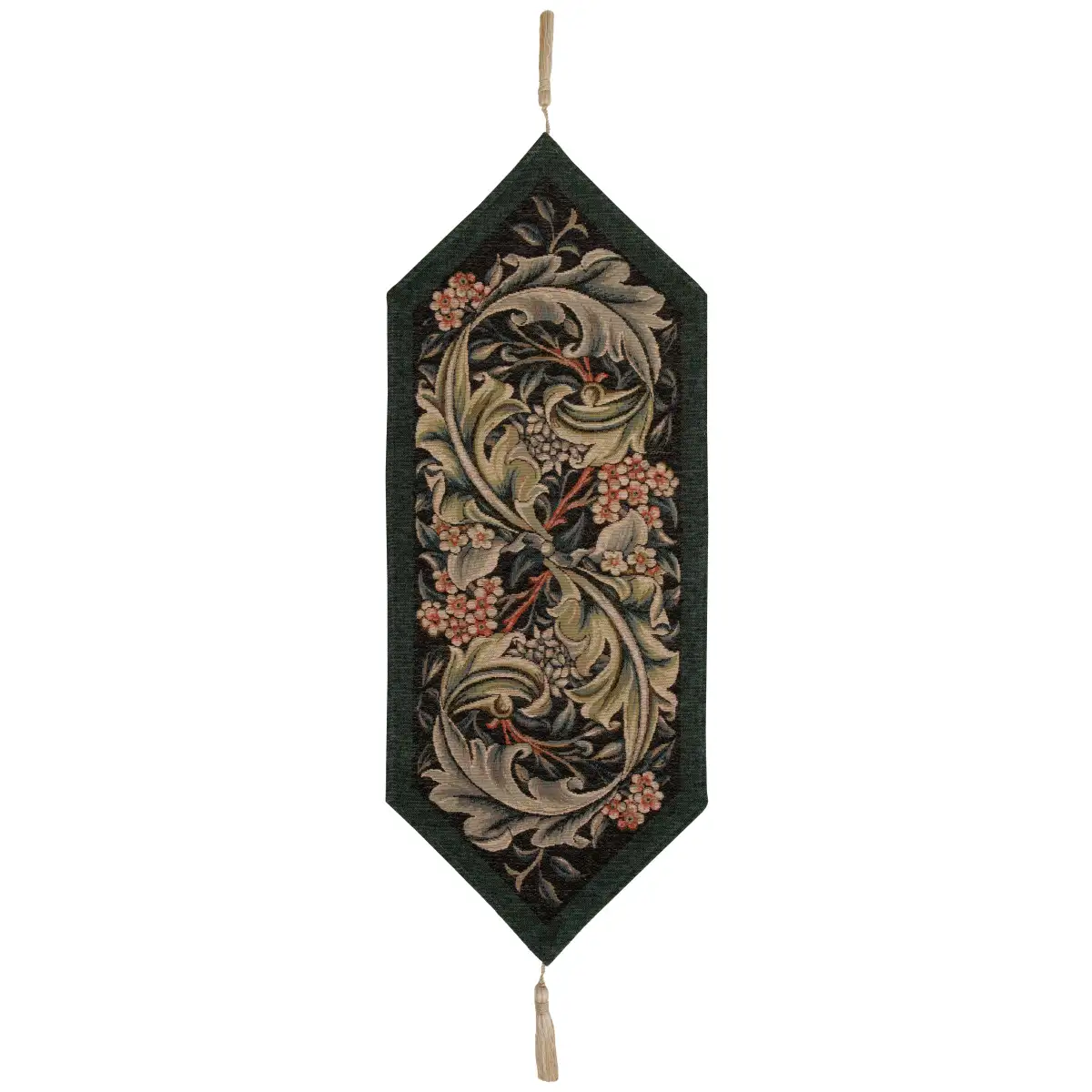 William Morris Green French Woven Tapestry Table Runner Floral Home Decor