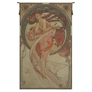 Dance by Mucha French Tapestry 45x27 Alphonse Mucha Art Nouveau Jacquard Woven Wall Hanging European Decor