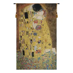 Gustav Klimt The Kiss Flanders Vintage Tapestry Wall Hanging 80 x 48 in Art Nouveau Jacquard Woven Decor