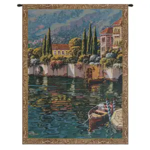 Robert Pejman Varenna Reflection Decorative Tapestry Wall Hanging 26 x 20 in Italian Lake Landscape Woven Decor