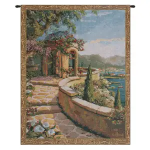 Robert Pejman Capri Mini Decorative Tapestry Wall Hanging 26 x 20 in Italian Coastal Landscape Woven Decor