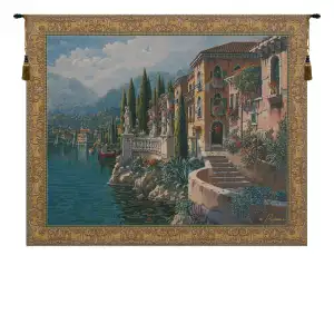 Morning Reflections Flanders Belgian Tapestry Wall Hanging 84 x 64 in Lake Landscape Jacquard Woven European Decor