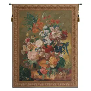 Jan Van Huysum Terracotta Bouquet Decorative Tapestry Wall Hanging 64 x 50 Floral Still Life Jacquard Woven Decor
