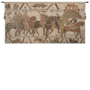 Bayeux Mont St Michael Vintage Tapestry Wall Hanging 14 x 27 in Medieval History Jacquard Woven European Decor