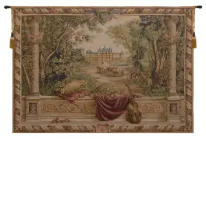 Verdure Au Chateau II French Tapestry Wall Hanging 34 X 44 Inch Jacquard Woven Castle Landscape Wall Art