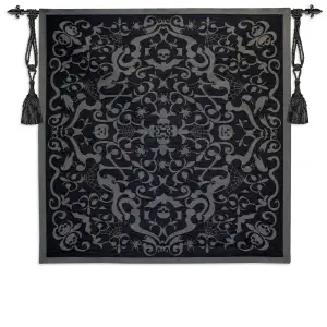 Halloween Scroll Black Holiday Tapestry Wall Hanging Gothic Seasonal Jacquard Woven Halloween Home Decor