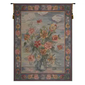 Modern Style Bouquet French Tapestry Wall Hanging 58x44 Inch Cotton Jacquard Woven Wall Tapestry