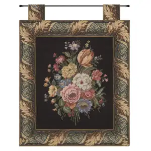 Floral Wall Hanging with Loops European Tapestry Wall Hanging  21x17 Inch Cotton Jacquard Woven Wall Tapestry
