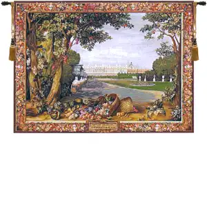 Charles le Brun Versailles Promenade Castle Tapestry Wall Hanging 43 x 58 French Palace Jacquard Woven Decor