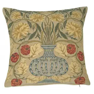 Yellow Rose Belgian Tapestry Pillow Cover 18x18 inch 100% Cotton Belgian Jacquard Woven Cushion Cover