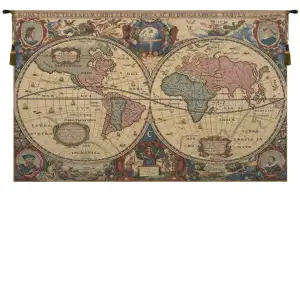 Chenille Globe European Tapestry Wall Hanging  35x54 Inch Cotton Jacquard Woven Wall Tapestry