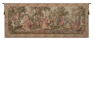 Francois Boucher Society in the Park Tapestry Wall Hanging 27 x 67 in Jacquard Woven French Garden Wall Art