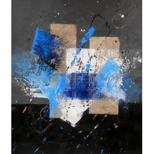 Blue Gray and White Canvas Oil Painting Modern Abstract Contemporary Decorative Wall Art Home Decor