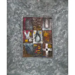 Patchwork on the Stone Canvas Oil Painting 36x24 Abstract Contemporary Decorative Wall Art
