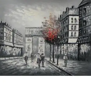 Paris Street Canvas Oil Painting 24x36 French Cityscape European Decorative Wall Art Home Decor