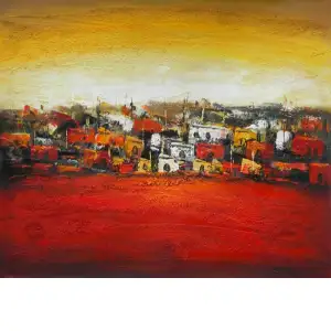 Old Town Canvas Oil Painting 24x36 European Cityscape Landscape Decorative Wall Art Home Decor