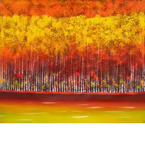 Autumn Birch Canvas Oil Painting 24x36 Fall Tree Landscape Decorative Wall Art Home Decor