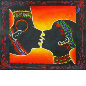 Silhouettes of Love Canvas Oil Painting 24x36 Romantic Figurative Decorative Wall Art Home Decor