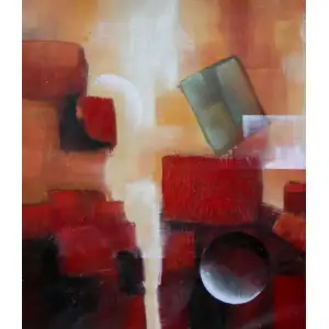 Blocks and Marbles Canvas Oil Painting 36x24 Geometric Abstract Contemporary Wall Art Home Decor
