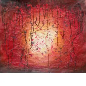 Fiery Chasm Canvas Oil Painting 24x36 Abstract Contemporary Decorative Wall Art Home Decor