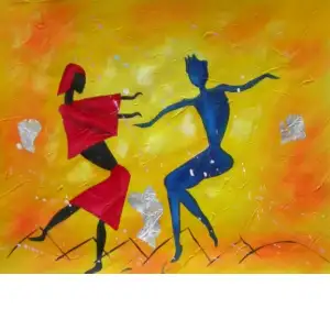 Dancing Fools Canvas Oil Painting 24x36 Figurative Contemporary Decorative Wall Art Home Decor