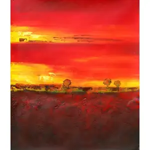 Setting Sun Canvas Oil Painting 36x24 Sunset Landscape Contemporary Decorative Wall Art Home Decor