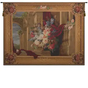 Bouquet et Architecture French Tapestry Wall Hanging 58x44 Inch Cotton Jacquard Woven Wall Tapestry - B - H 44" x W 58"