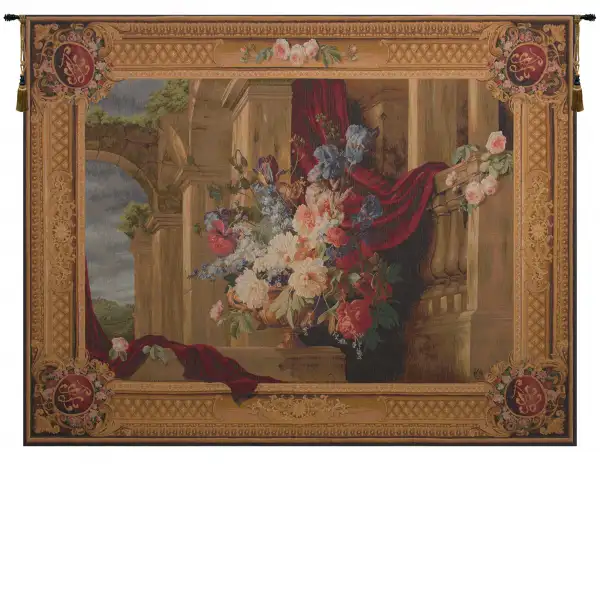 Bouquet Et Architecture Horizontal European Tapestry Wall hanging