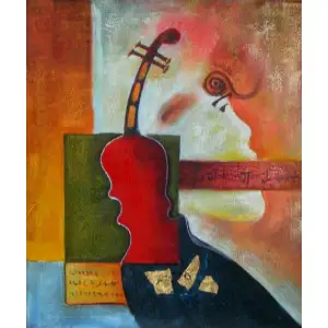 The Violin Abstract Canvas Oil Painting 36x24 Musical Contemporary Decorative Wall Art
