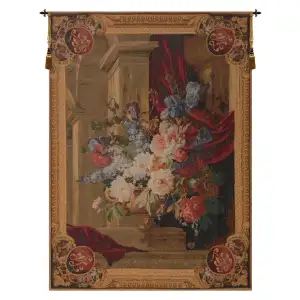 Bouquet et Architecture Vertical French Tapestry Wall Hanging 43x32 Inch Cotton Jacquard Woven Wall Tapestry - B - H 43" x W 32"
