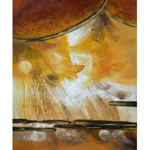 Shapes of Ochre Canvas Oil Painting 36x24 Geometric Abstract Contemporary Decorative Wall Art