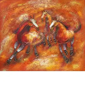 Wild Horses I Canvas Oil Painting 24x36 Equestrian Wildlife Decorative Wall Art Home Decor