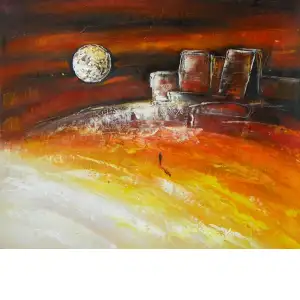 Moonlit Mysteries Canvas Oil Painting 24x36 Celestial Landscape Decorative Wall Art Home Decor
