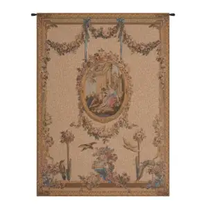 Francois Boucher Serenade Creme Tapestry Wall Hanging 58 x 44 in Jacquard Woven French Romantic Wall Art