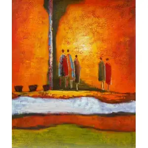 The Gathering Canvas Oil Painting 36x24 Figurative Contemporary Decorative Wall Art Home Decor