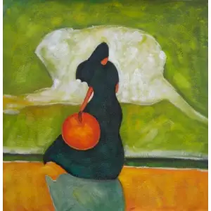 Woman in Black Canvas Oil Painting 36x24 Figurative Portrait Decorative Wall Art Home Decor