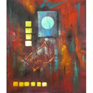 City Lights Abstract Canvas Oil Painting 36x24 Modern Contemporary Decorative Wall Art